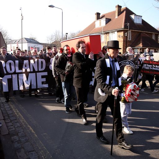 Charlton fans stage mock funeral