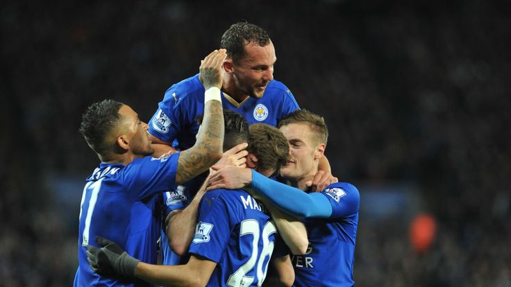 Andy King celebrates after putting Leicester 2-1 up against West Brom