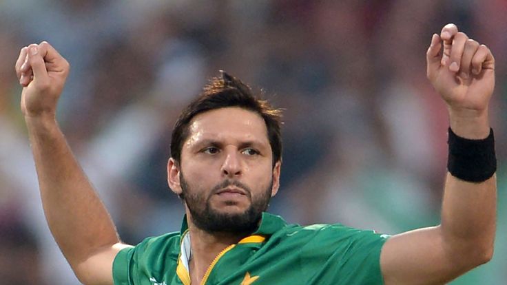 Pakistan's captain Shahid Afridi celebrates during his side's victory over Bangladesh at the World Twenty20