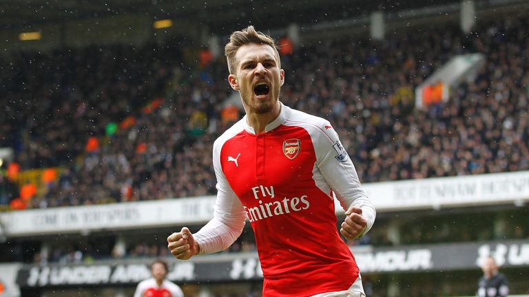 Aaron Ramsey goal celeb, Tottenham v Arsenal, Premier League