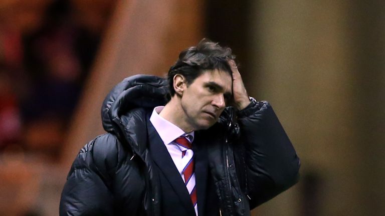 MIDDLESBROUGH, ENGLAND - MARCH 18:  Aitor Karanka manager of Middlesbrough during the Sky Bet Championship match between Middlesbrough and  Hull City at th