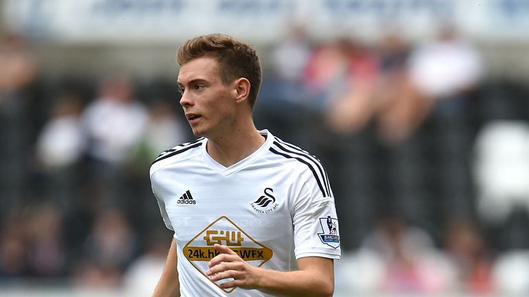 SWANSEA, WALES - AUGUST 09:  Alex Bray of Swansea City in action during a pre season friendly match between Swansea City and Villarreal at Liberty Stadium 