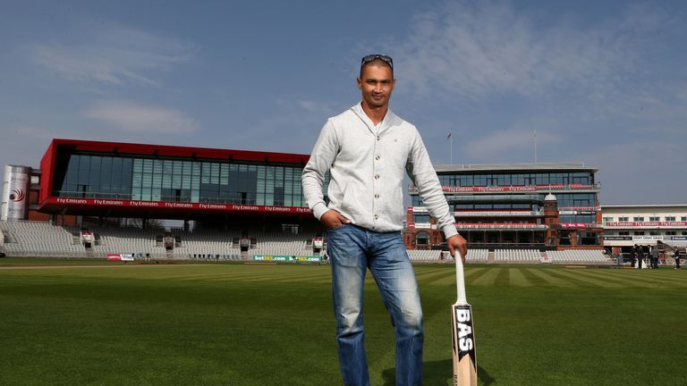 Alviro Petersen poses during the Lancashire CCC  Photocall