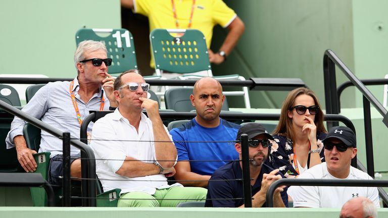 Murray's team watches him lose to Grigor Dimitrov - with coach Mauresmo sitting elsewhere in the stadium