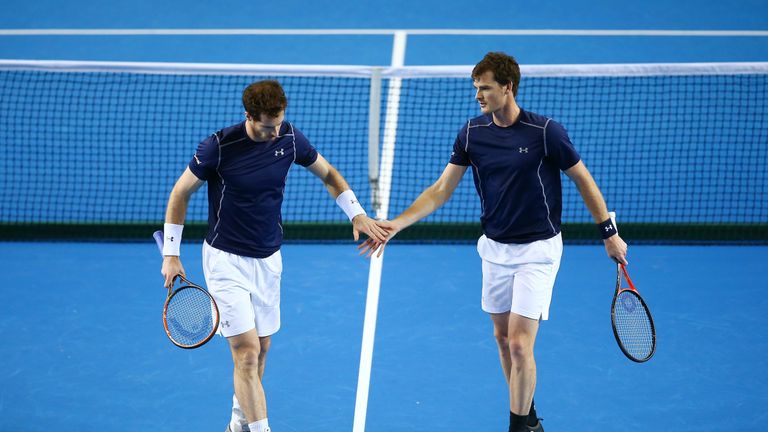 Andy Murray and Jamie Murray of Great Britain