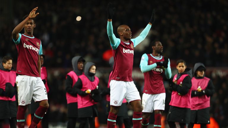 Angelo Ogbonna (C) needed an ice pack on his foot after the Hammers' 1-0 win