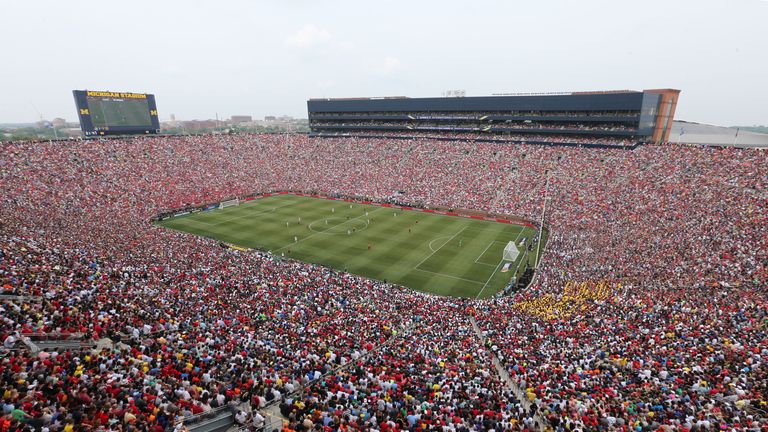 ANN ARBOR, MI - AUGUST 02:  A wide shot of Michigan Stadium during the pre-season friendly match between Manchester United and Real Madrid at Michigan Stad
