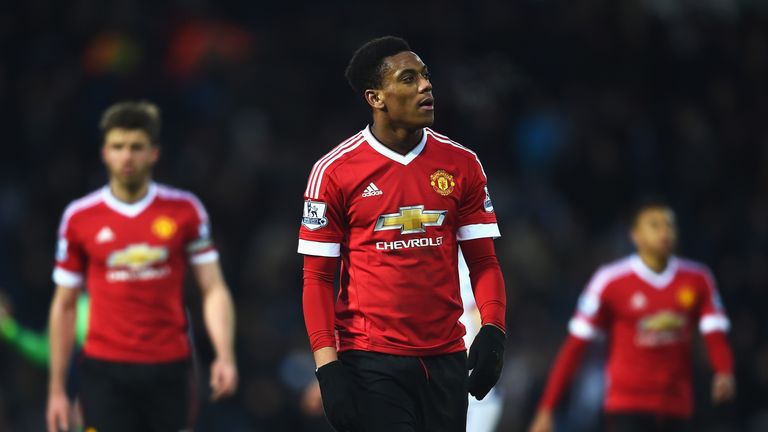  Anthony Martial of Manchester United looks dejected after the Barclays Premier League match between West Bromwich Albion