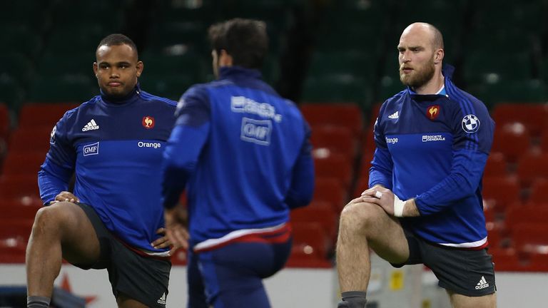 Antoine Burban (right) at a training session ahead of the Wales game