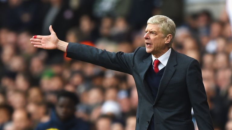 Arsene Wenger Manager of Arsenal gestures during the Barclays Premier League match between Tottenham Hotspur and Arsenal at White Hart Lane