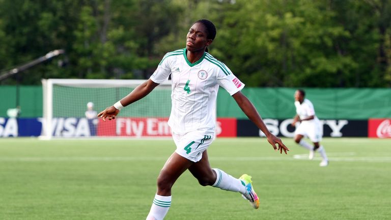  Asisat Oshoala of Nigeria celebrates