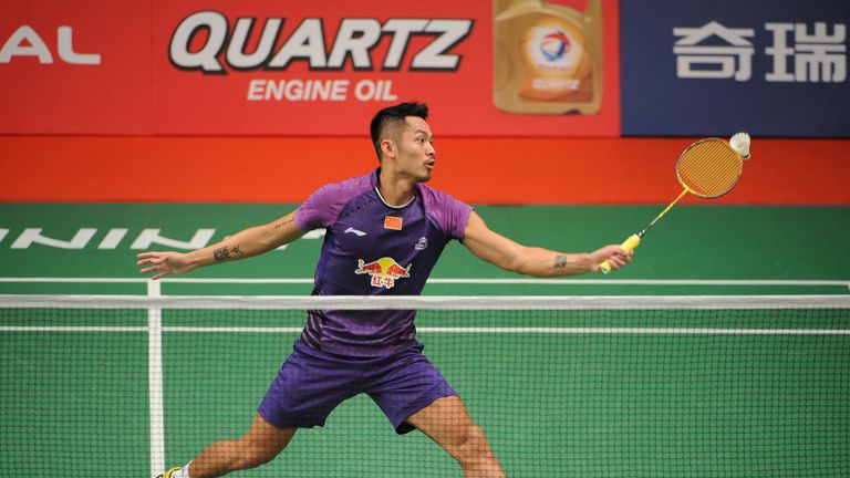 JAKARTA, INDONESIA - AUGUST 11:  Lin Dan of China competes against Sattawat Pongnairat of USA in the 2015 Total BWF World Championship at Istora Senayan on