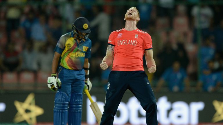 DELHI, INDIA - MARCH 26:  Ben Stokes of England winning the ICC World Twenty20 India 2016 Group 1 match 