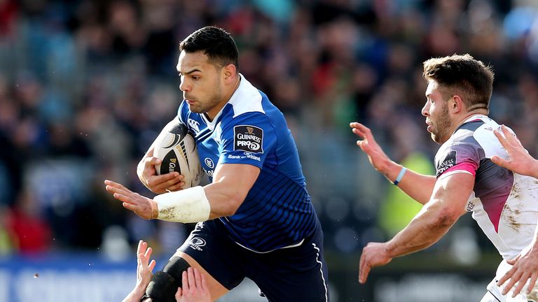 Leinster's Ben Te'o runs through Osprey's winger Jeff Hassler