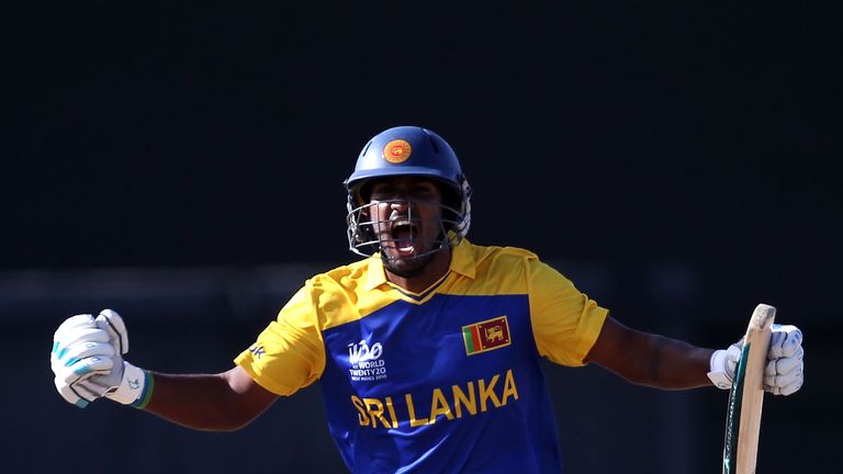 Chamara Kapugedera roars after finishing off India in the grand manner
