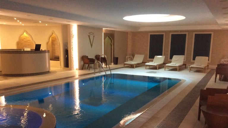 The swimming pool at England's hotel for Euro 2016, the Auberge de Jeu de Paume