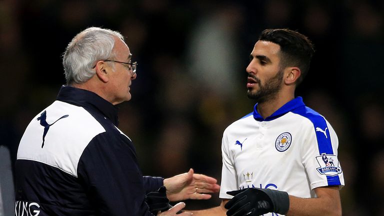 Claudio Ranieri, Riyad Mahrez celeb, Watford v Leicester, Premier League