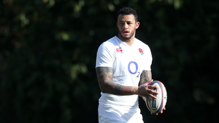 Courtney Lawes during an England training session