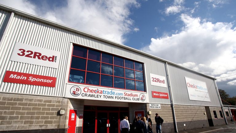 CRAWLEY, WEST SUSSEX - OCTOBER 11:  A general view of the exterior of the stadium ahead of the Sky Bet League One match between Crawley Town and Peterborou