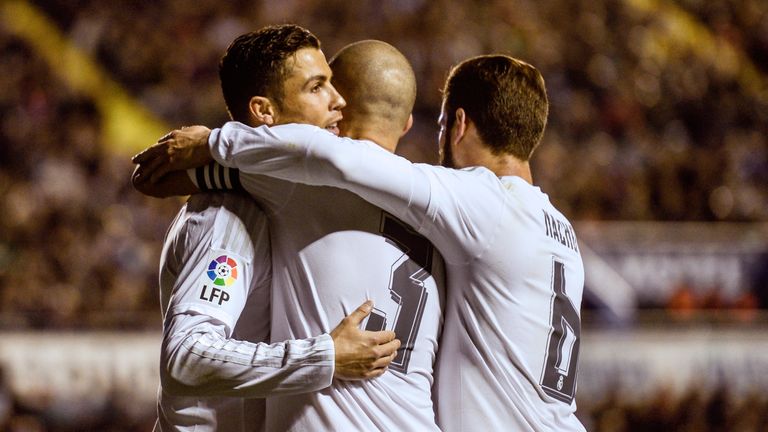 Cristiano Ronaldo celebrates after scoring against Levante