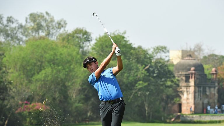Daniel Im of USA plays a shot during the first round of Hero Indian Open at Delhi Golf Club