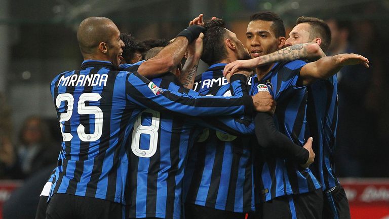 Inter Milan celebrate Danilo D'Ambrosio's goal