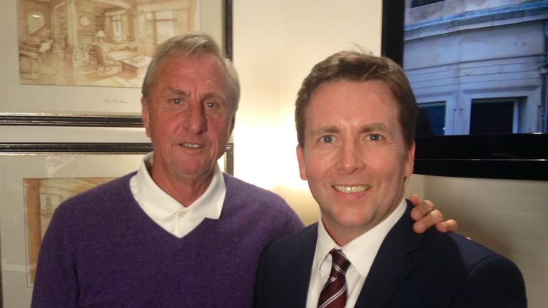 Sky Sports’ David Tanner with Johan Cruyff 