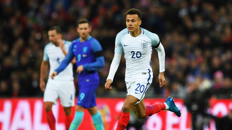 LONDON, ENGLAND - MARCH 29:  Dele Alli of England breaks with the ball during the International Friendly match between England and Netherlands