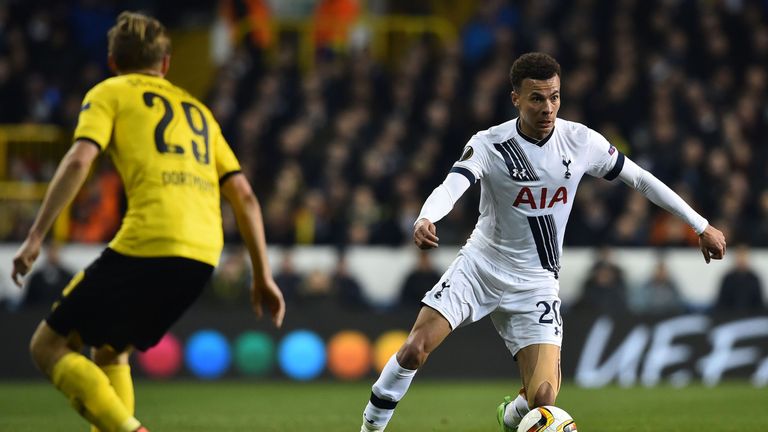 Tottenham Hotspur midfielder Dele Alli runs with the ball during the UEFA Europa League round of 16, second leg match with Borussia Dortmund