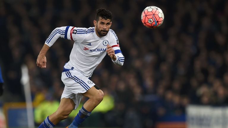 Chelsea striker Diego Costa chases the ball