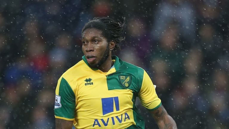 Dieumerci Mbokani of Norwich City in action