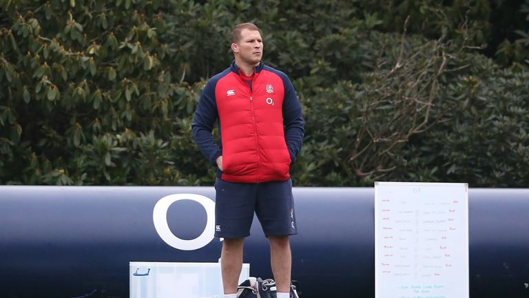 England captain Dylan Hartley looks on during the training session held at Pennyhill Park