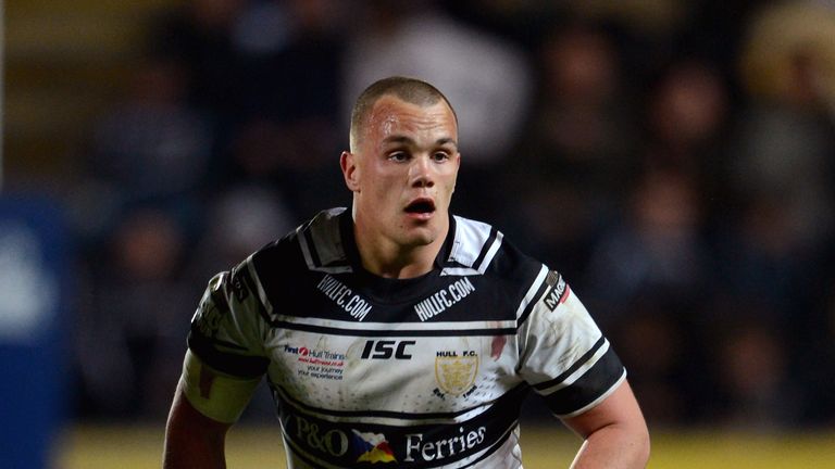 HULL, ENGLAND - MARCH 30:  Eamon O'Carroll of Hull FC during the Stobart Super League match between Hull FC and Bradford Bulls at KC Stadium on March 30, 2