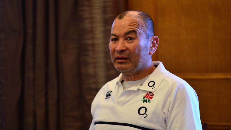 BAGSHOT, ENGLAND - MARCH 14:  Eddie Jones, Head Coach of England talks during a press conference at 