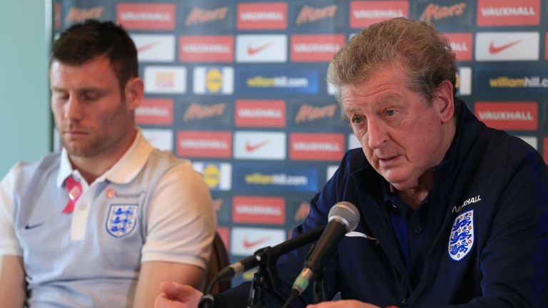 England manager Roy Hodgson (right) alongside James Milner during their press conference