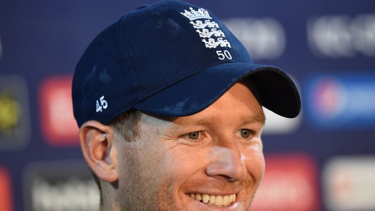 England's captain Eoin Morgan speaks to the media ahead of their World twenty20 semi-final v New Zealand