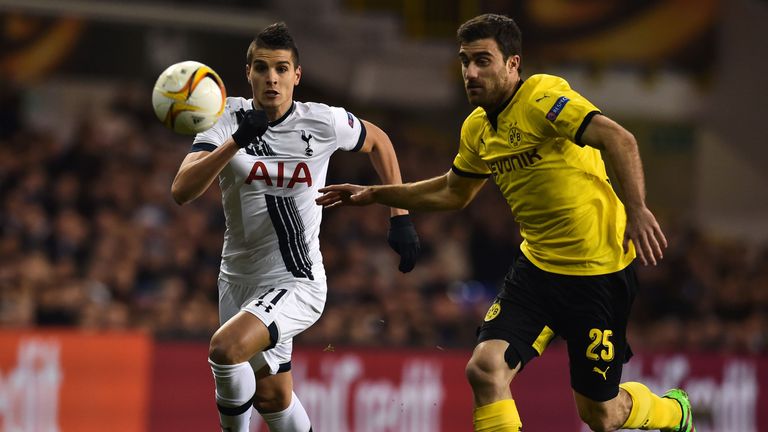 Erik Lamela charges forward for Tottenham