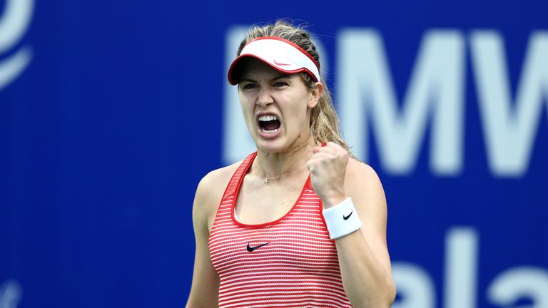 Bouchard celebrates after booking her place in the final