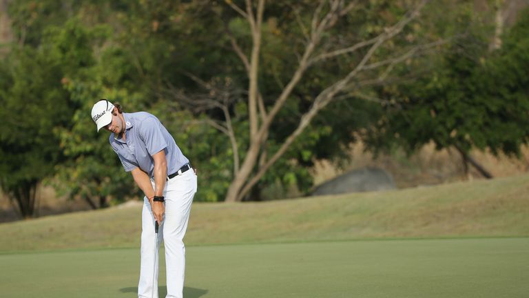 Peter Uihlein in action during the first round of the True Thailand Classic at Black Mountain Golf Club