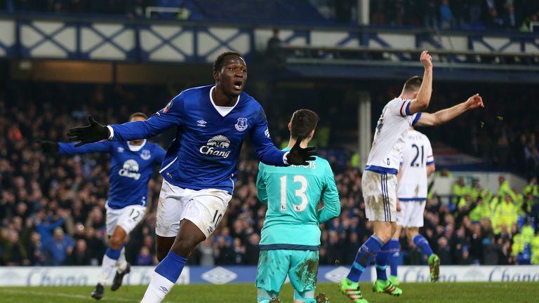 Romelu Lukaku celebrates after opening the scoring