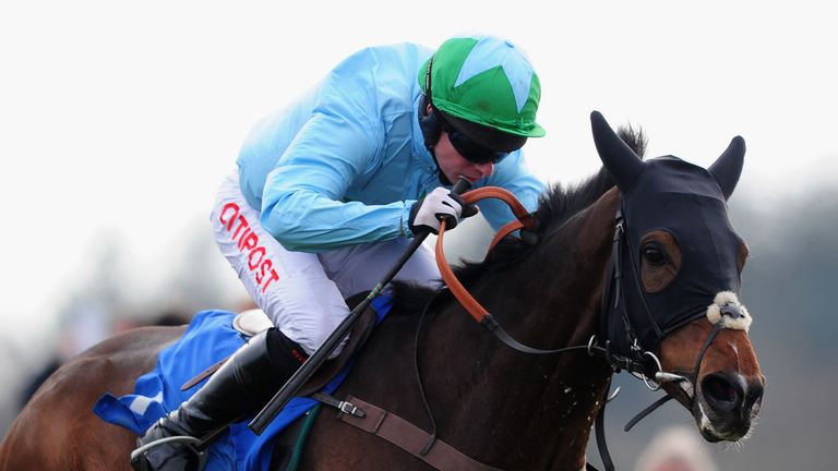 Henryville, ridden by Noel Fehily, jumps the last to win the Higos Insurance Services Braunton Novices Chase at Exeter 