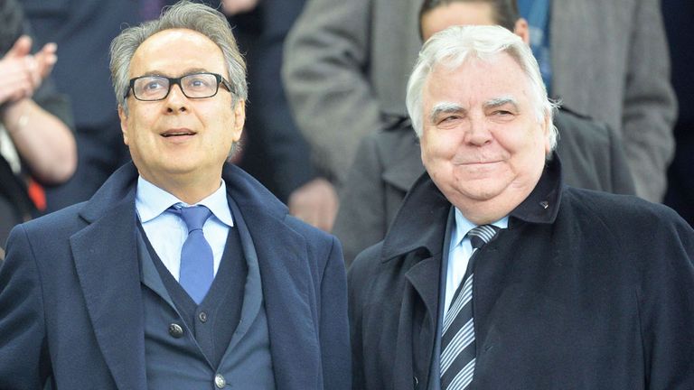 Farhad Moshiri (L) with Everton chairman Bill Kenwright