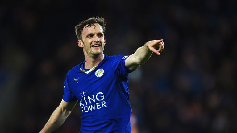 Andy King of Leicester City celebrates scoring his team's second goal