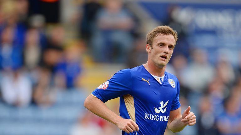 Andy King of Leicester in action during the Championship match against Birmingham City