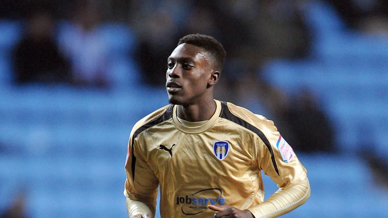 Freddie Ladapo playing for Colchester United in 2013
