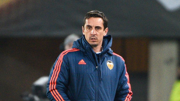Valencia's head coach Gary Neville f