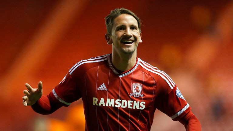 Middlesbrough's Gaston Ramirez celebrates scoring his side's second goal of the game