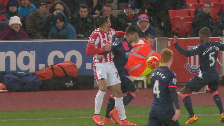 Geoff Cameron was not booked for putting his hand in Aleksandar Mitrovic's face