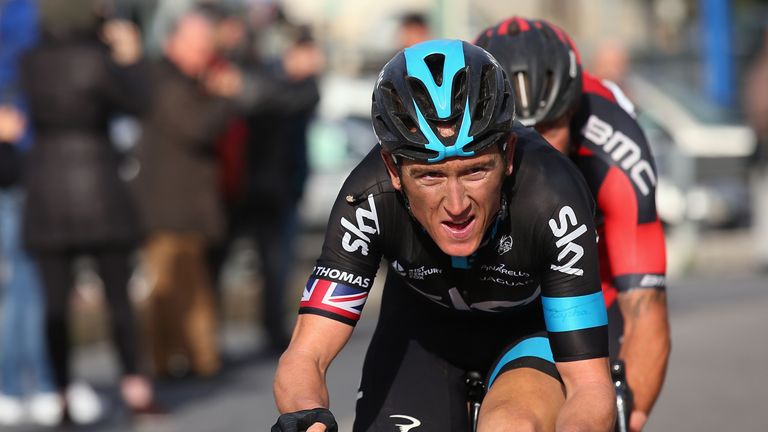 SAN REMO, ITALY - MARCH 22:  Geraint Thomas of Great Britain and Team SKY rides in an attack during the 2015 Milan-Sanremo 