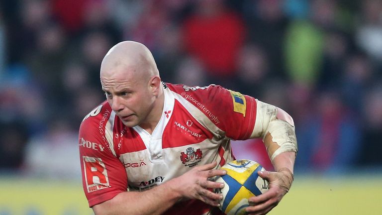 Nick Wood of Gloucester runs with the ball during the Aviva Premiership match between Gloucester and Wasps at Kingsholm Stadium